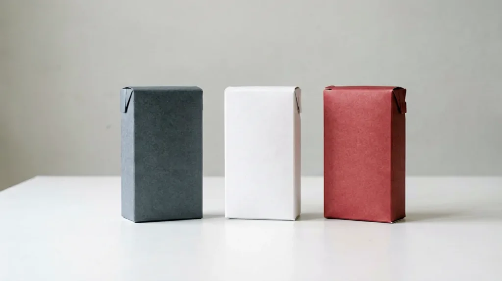 Unbranded carton-shaped packages arranged for a cigarette carton comparison