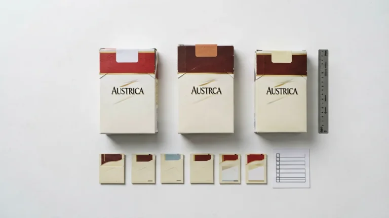 Generic cigarette cartons and pack-count markers arranged for a format comparison